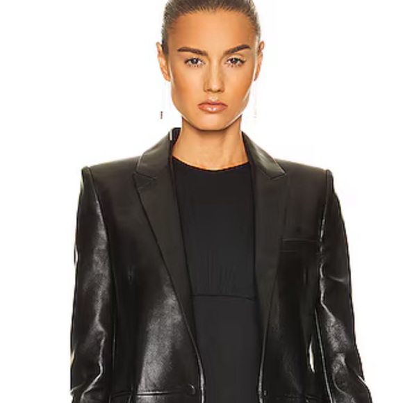 Yves Saint Laurent Rive Gauche Leather Blazer 36/4 - Picture 13 of 14